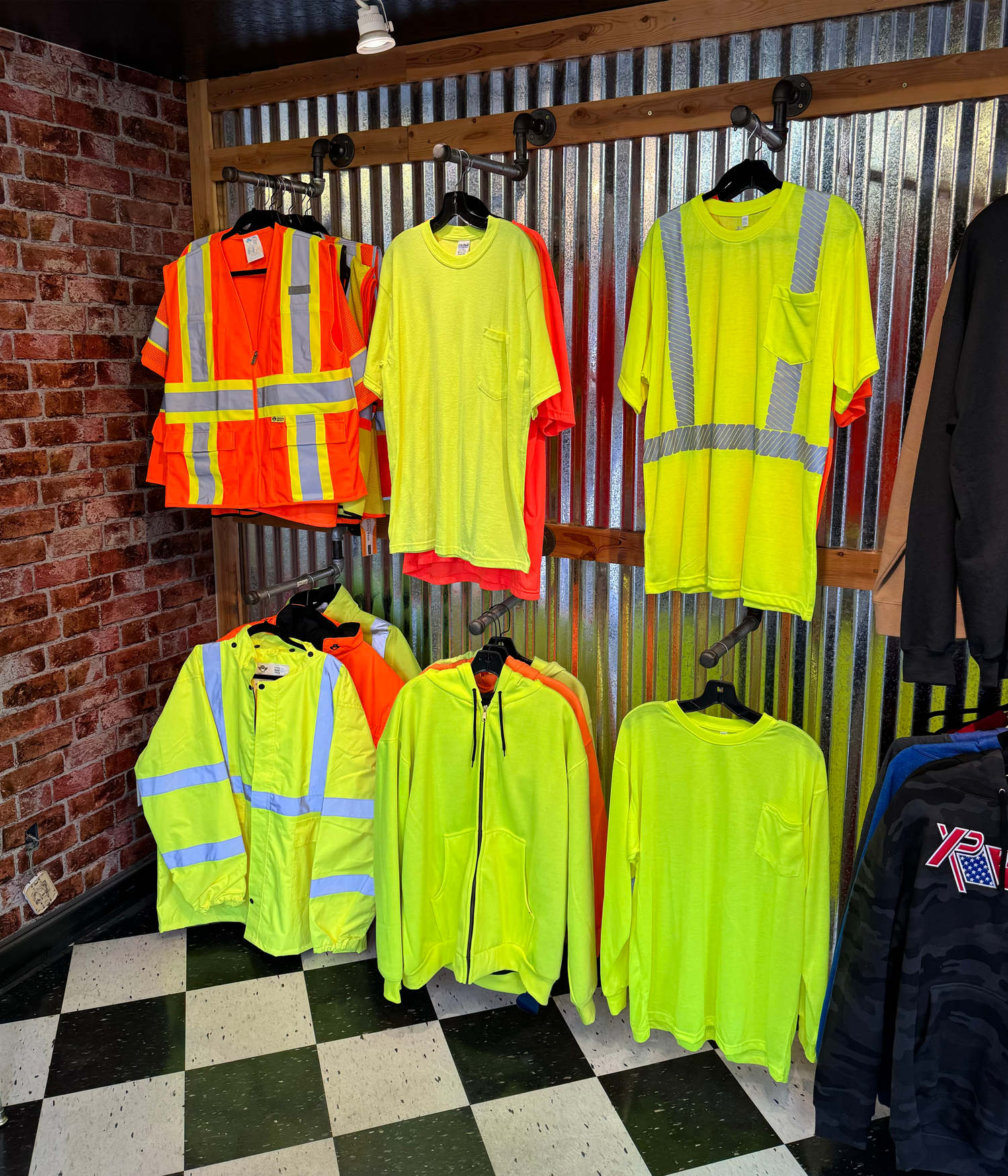 custom logo pie high vis construction safety gear jacket vest, Koala-tees inc. Sandy, Utah.