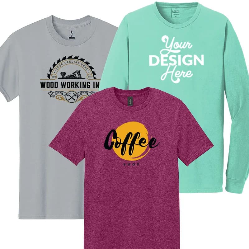 Assorted custom t-shirt styles