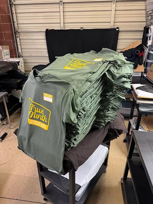 Bulk screen-printed event t-shirts for a Salt Lake Valley order