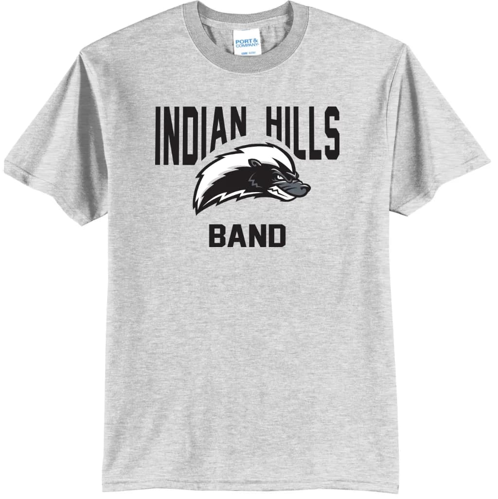 Mockup of the Indian Hills Middle School band tee printed by Koala-Tees