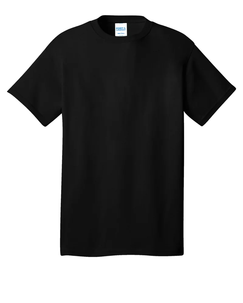 Black Port & Company PC54 basic cotton t-shirt blank, front view